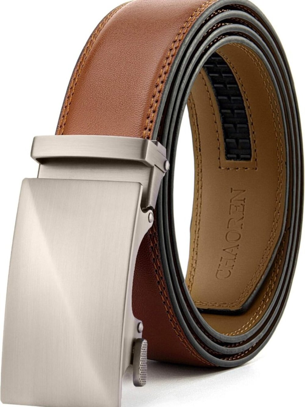 Men's Leather Ratchet Belt - Adjustable Fit, Stylish & Durable (35mm)
